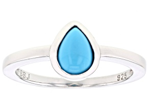 Sleeping Beauty Turquoise Rhodium Over Sterling Silver Solitaire Ring