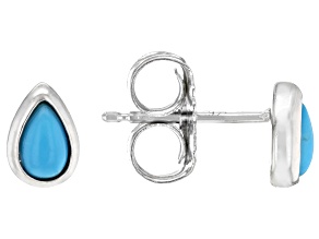 Blue Sleeping Beauty Turquoise Rhodium Over Sterling Silver Stud Earrings