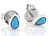 Blue Sleeping Beauty Turquoise Rhodium Over Sterling Silver Stud Earrings