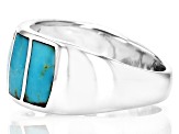 Blue Composite Turquoise Rhodium Over Sterling Silver Band Ring