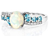 Multicolor Ethiopian Opal Rhodium Over Sterling Silver Ring 1.34ctw