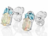 Multicolor Ethiopian Opal Rhodium Over Sterling Silver Earrings 1.56ctw