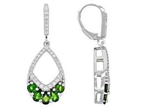 Green Chrome Diopside Rhodium Over Sterling Silver Dangle Earrings 2.55ctw