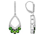 Green Chrome Diopside Rhodium Over Sterling Silver Dangle Earrings 2.55ctw