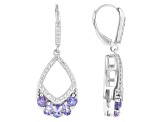 Blue Tanzanite Rhodium Over Sterling Silver Dangle Earrings 2.33ctw