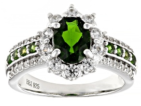 Green Chrome Diopside Platinum Over Sterling Silver Ring 2.07ctw