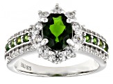 Green Chrome Diopside Platinum Over Sterling Silver Ring 2.07ctw