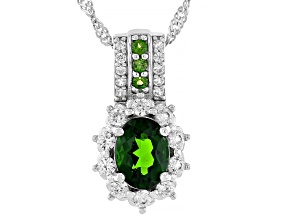 Green Chrome Diopside Platinum Over Silver Pendant With Chain 1.64ctw