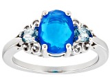 Paraiba Blue Opal Rhodium Over Sterling Silver Ring 1.33ctw