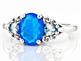 Paraiba Blue Opal Rhodium Over Sterling Silver Ring 1.33ctw