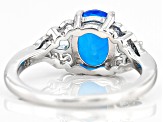 Paraiba Blue Opal Rhodium Over Sterling Silver Ring 1.33ctw