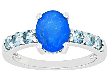Picture of Paraiba Blue Opal Rhodium Over Sterling Silver Ring 1.41ctw