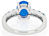 Paraiba Blue Opal Rhodium Over Sterling Silver Ring 1.41ctw