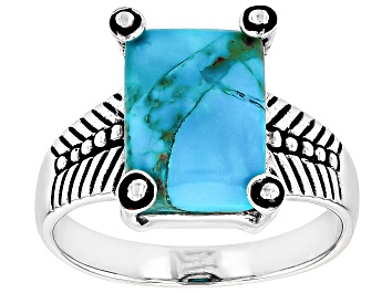 Picture of Blue Composite Turquoise Sterling Silver Solitaire Ring