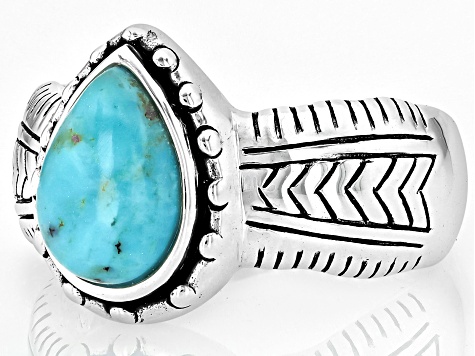 Blue Composite Turquoise Sterling Silver Solitaire Ring