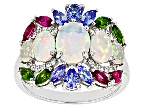 White Ethiopian Opal Rhodium Over Sterling Silver Ring 2.68ctw