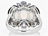 Multicolor Ethiopian Opal Rhodium Over Sterling Silver Ring 2.68ctw