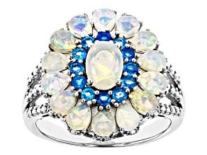 White Ethiopian Opal Rhodium Over Sterling Silver Ring 1.86ctw