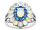 Multicolor Ethiopian Opal Rhodium Over Sterling Silver Ring 1.86ctw