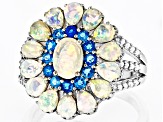 Multicolor Ethiopian Opal Rhodium Over Sterling Silver Ring 1.86ctw