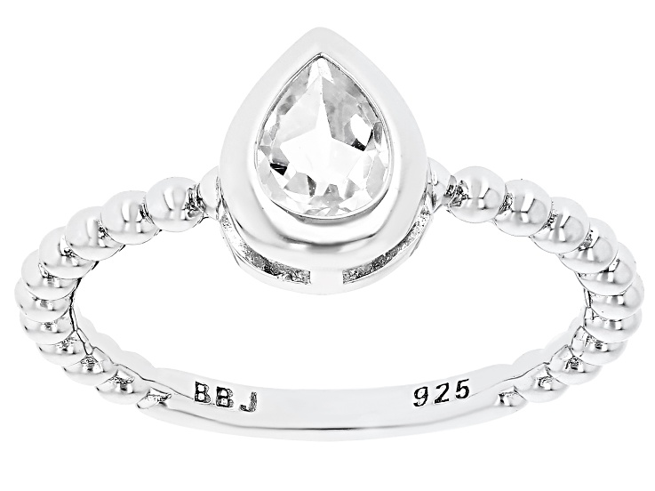 White Topaz Rhodium Over Sterling Silver Solitaire Ring 0.68