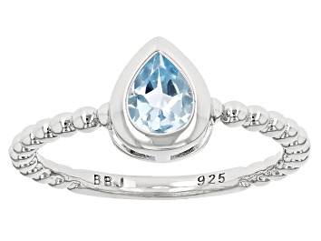 Picture of Sky Blue Topaz Rhodium Over Sterling Silver Solitaire Ring 0.68ct
