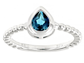London Blue Topaz Rhodium Over Sterling Silver Solitaire Ring 0.68ct