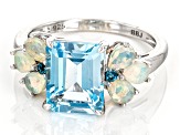 Sky Blue Topaz Rhodium Over Sterling Silver Ring 4.00ctw