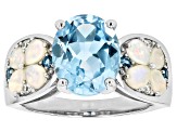 Sky Blue Topaz Rhodium Over Sterling Silver Ring 4.63ctw