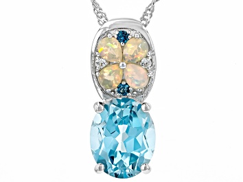 Picture of Sky Blue Topaz Rhodium Over Sterling Silver Pendant With Chain 4.24ctw
