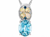 Sky Blue Topaz Rhodium Over Sterling Silver Pendant With Chain 4.24ctw