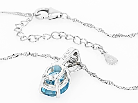 Sky Blue Topaz Rhodium Over Sterling Silver Pendant With Chain 4.24ctw