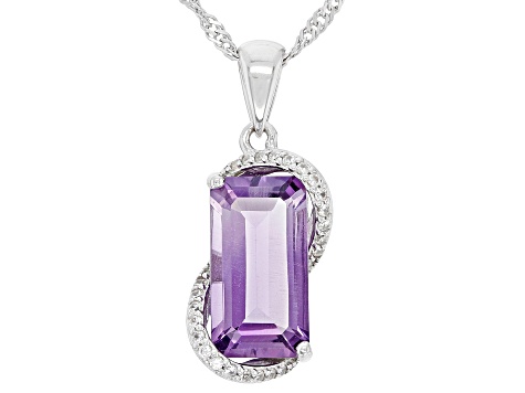Lavender Amethyst Rhodium Over Silver Pendant with Chain 3.10ctw