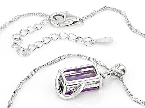 Lavender Amethyst Rhodium Over Silver Pendant with Chain 3.10ctw