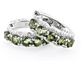 Green Moldavite Rhodium Over Sterling Silver Hoop Earrings 2.50ctw