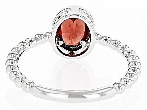 Red Garnet Rhodium Over Sterling Silver Solitaire Ring 0.81ct