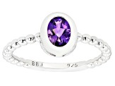 Purple Amethyst Rhodium Over Sterling Silver Solitaire Ring 0.64ct