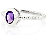 Purple Amethyst Rhodium Over Sterling Silver Solitaire Ring 0.64ct
