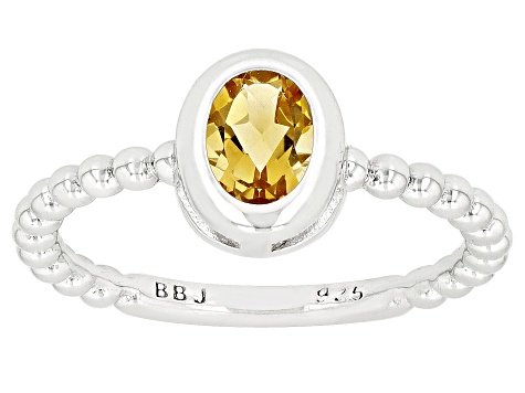 Yellow Citrine Rhodium Over Sterling Silver Solitaire Ring 0.64ct