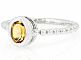 Yellow Citrine Rhodium Over Sterling Silver Solitaire Ring 0.64ct