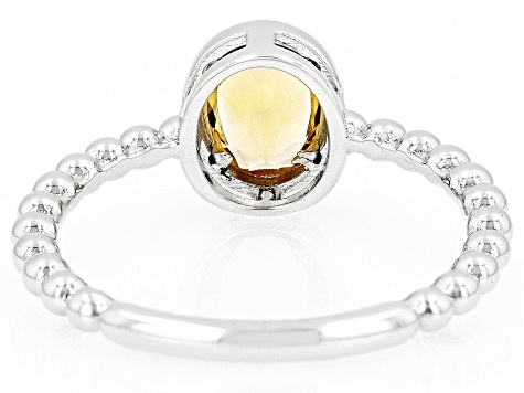 Yellow Citrine Rhodium Over Sterling Silver Solitaire Ring 0.64ct