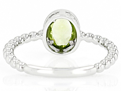 Green Peridot Rhodium Over Sterling Silver Solitaire Ring 0.72ct