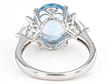 Sky Blue Topaz Rhodium Over Silver 3-Stone Ring 6.12ctw