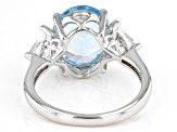 Sky Blue Topaz Rhodium Over Silver 3-Stone Ring 6.12ctw