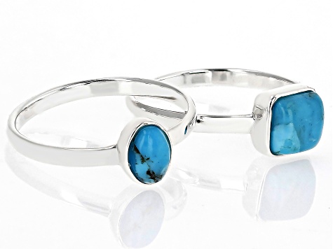 Blue Turquoise Sterling Silver Stackable Ring
