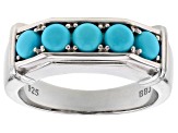 Blue Sleeping Beauty Turquoise Rhodium Over Sterling Silver Men's Ring