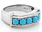 Blue Sleeping Beauty Turquoise Rhodium Over Sterling Silver Men's Ring