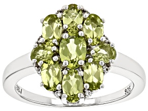 Green Peridot Rhodium Over Sterling Silver Ring 1.88ctw