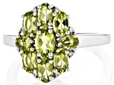 Green Peridot Rhodium Over Sterling Silver Ring 1.88ctw