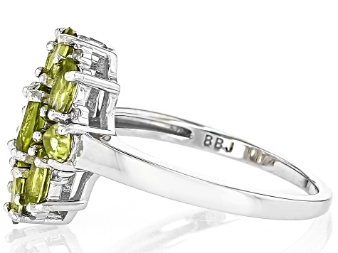 Green Peridot Rhodium Over Sterling Silver Ring 1.88ctw